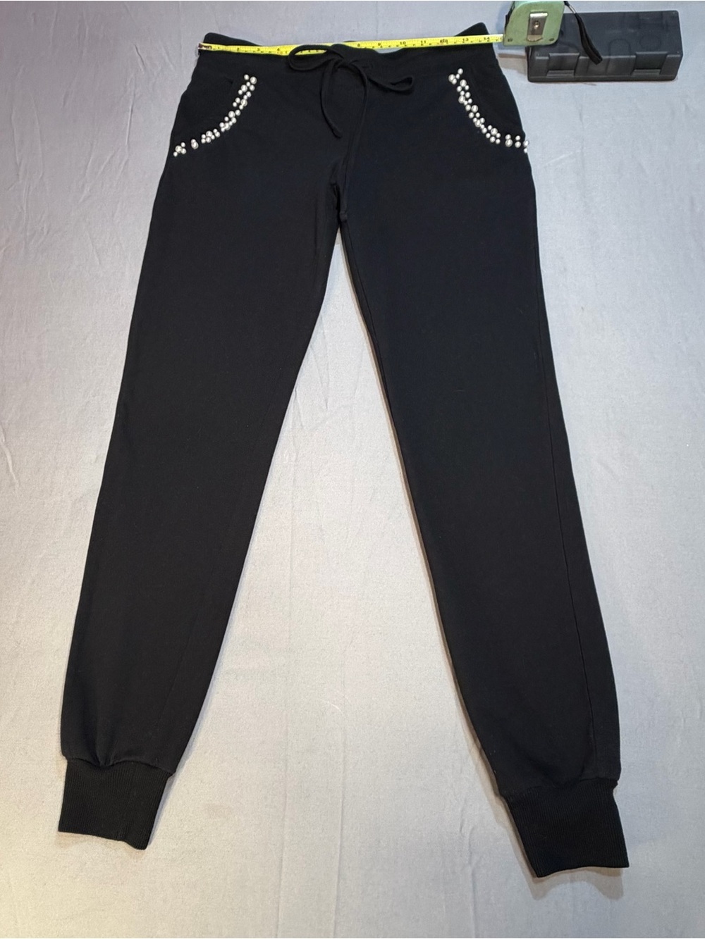 Almost Famous Black Jogger Pants with Pearl-Trim Pockets